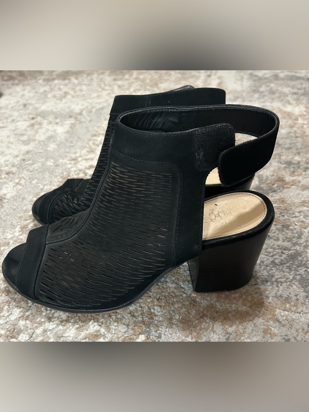 Vince Camuto Black Peep-Toe Block Heels